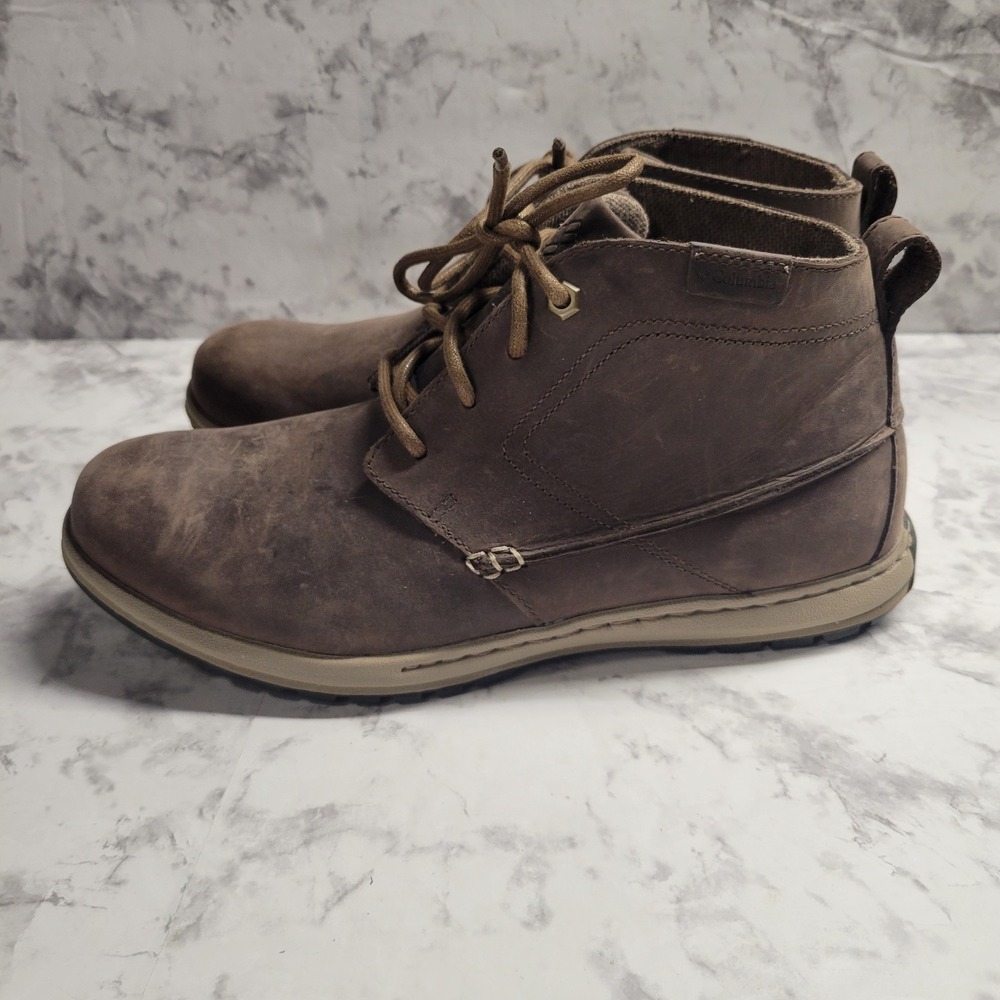 Columbia Redmond Brown Leather Chukka Boots Mens Lace Up Mid Top Hiking Shoes 9